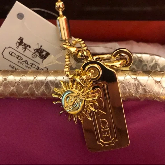 Coach Magenta "Flamed Heart" Clutch with Gold Accents; Tony Duquette; 2012 - Picture 11 of 14